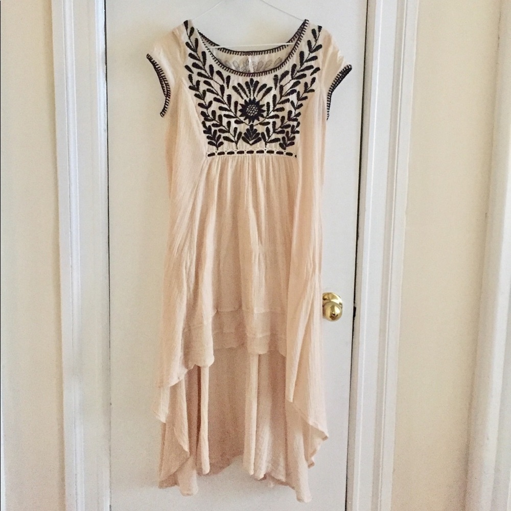 cream & black embroidered freepeople dress